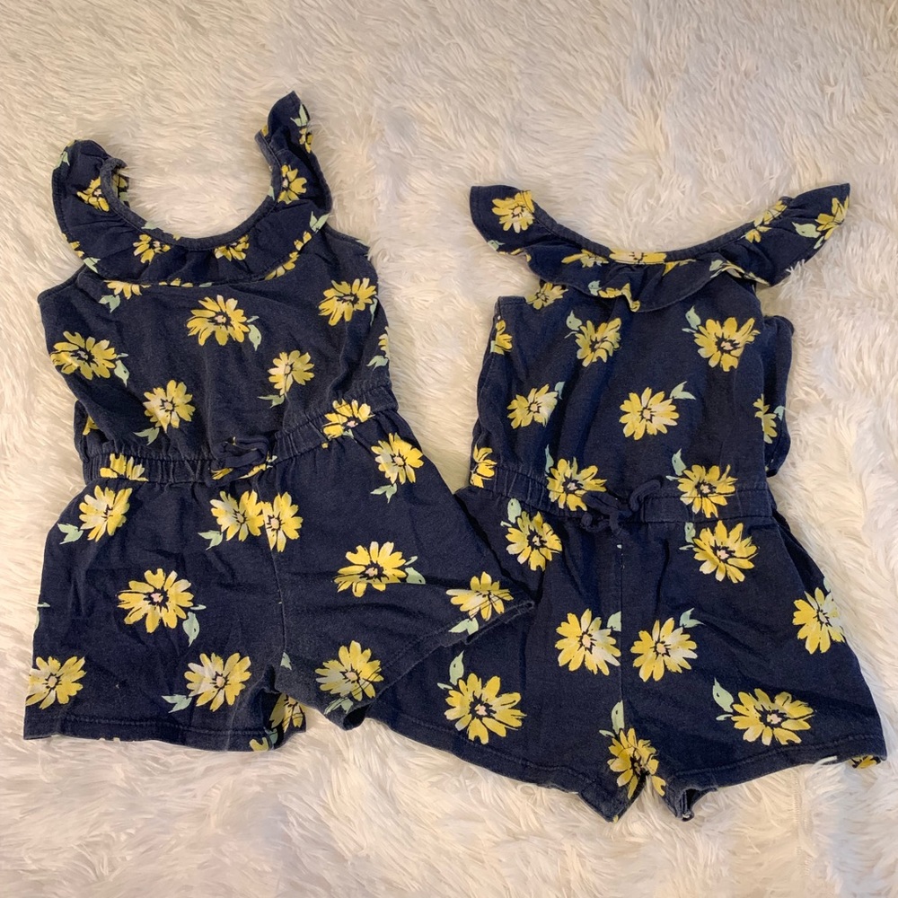 Boho🌻 Bundle of 2 Sunflower Rompers Size 2T & 4T